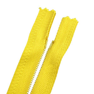 Fermeture éclair en nylon à extrémité ouverte personnalisable, ruban invisible <span class=keywords><strong>original</strong></span>, pied de fermeture éclair invisible pour pantalon <span class=keywords><strong>homme</strong></span>, chaîne longue, fermeture éclair en nylon jaune - Product Image 2