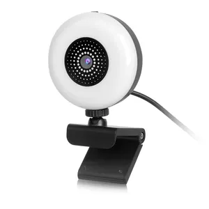 Groothandel draagbare webcam laptop-2K Webcam Pc Laptops Draagbare 5MP Live Streaming Flexibele Full Hd Web Camera Computer Ingebouwde Microfoon Webcams met Licht Cam