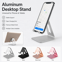 Support de téléphone et tablette réglable en métal pour bureau avec base antidérapante