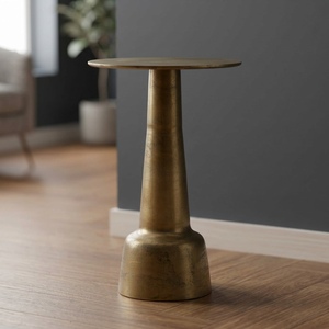 Mesa de Centro Moderna Golden Hour con Base Cónica, Muebles Contemporáneos para Sala de Estar, Diseño Metálico Hecho a Mano - Product Image 5