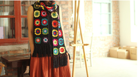 Femmes Dames Hiver Ethnique Vintage Handmade Floral Daisy Crochet Scarf Flowers Pattern Knitted Shawl with Tassels