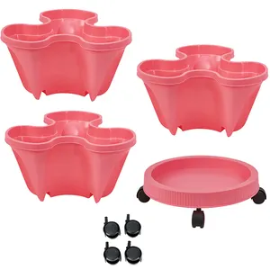 Hot Sale 3 Kelopak 3 Tier Stand Susun Tanaman Strawberry Tanam Pot dengan Ponsel Tray