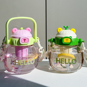 Sprout <b>Bear</b> Plastic Cup 850ml With Straw And Tea Strainer For Fruit Tea Student <b>Water</b> <b>Bottle</b> With Crossbody Strap - Product Image 4