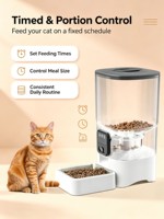 Distributeur automatique intelligent de nourriture pour animaux de compagnie avec contrôle des portions, distributeur de nourriture pour chats, réservoir transparent, bol d'alimentation intérieur