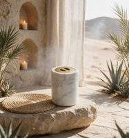 Brûleur à Bakhoor en marbre blanc naturel avec couvercle en métal pour la décoration de la maison, style minimaliste Wabi Sabi, brûleur à encens arabe