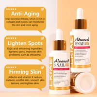Sérum Anti-rides et Éclaircissant au Niacinamide Naturel, Acide Kojique et Bave d'Escargot, Nourrissant et Réducteur de Rougeurs, Marque Blanche en Gros