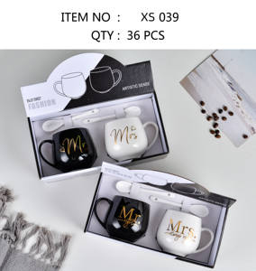 Tazza da Caffè con Coperchio a Corona <span class=keywords><strong>MR</strong></span> MRS con Cucchiaio Vendita Calda Porcellana Personalizzata Rotonda Regalo Tazze in Ceramica di Lusso Sostenibili - Product Image 3