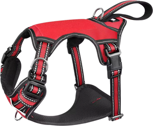 サイドリング付きの引っ張らない犬用ハーネス、トレーニング、ウォーキング、ランニング用の耐久性のあるソフトパッド入りハンドル付き反射ペットハーネス - Product Image 1