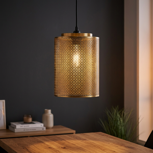 Lámpara colgante de Metal redondo de celosía de latón AK en latón con acabado antiguo de gran tamaño para decoración de restaurante/Decoración de Hotel - Product Image 1