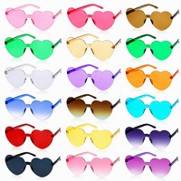 Randlose Herzförmige Sonnenbrille Transparente Gelee-Farbe Neuartige Partybrille für Frauen Hochzeit Geburtstag Festival Großhandel