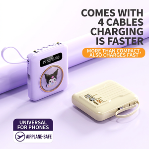Mini station d'alimentation portable 20000mAh avec câble intégré, design cartoon violet, écran LED, prise en charge de la charge rapide - Product Image 5