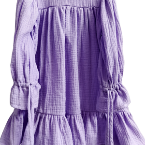 Robe d'été pour enfants en gros, col rond, à lacets, avec volants en crêpe Jane, manches longues, vêtements pour bébés personnalisables pour filles - Product Image 4