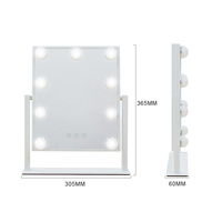Miroir de maquillage Hollywood à 9 ampoules LED Miroir de table éclairé à intensité variable avec interrupteur tactile pour le maquillage