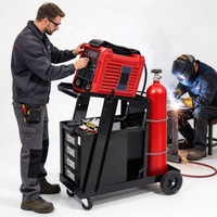 Chariot de soudage MIG TIG ARC avec 4 tiroirs et support pour bouteille, chariot de soudeur robuste à roulettes avec armoire verrouillable pour atelier et garage