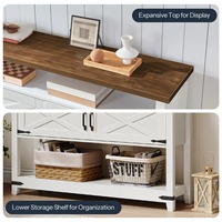 Console blanche style ferme avec portes coulissantes, 2 armoires de rangement, pour entrée et couloir, rustique, direct usine