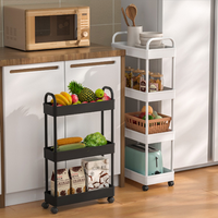 Chariot de rangement à roulettes de haute qualité pour cuisine et salle de bain, chariot à 3 niveaux en plastique avec roues