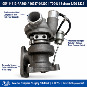 工厂供应 TD04L Turbo 14412-AA360 16317-04300 适用于斯巴鲁森林人翼豹力狮傲虎 EJ20 EJ25 涡轮增压器 - Product Image 2