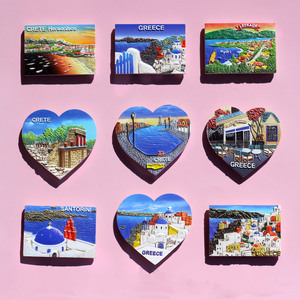 Grèce <span class=keywords><strong>Santorin</strong></span> Crète Mykonos Souvenir Réfrigérateur Aimant Lot Villes Bateau En Forme De Réfrigérateur Aimants Aimants Pour Réfrigérateur Grèce - Product Image 4