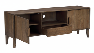 2 Door & 1 Drawer TVC with plain doors and round handles Luxury Antique Traditional Solid Wood Handmade - Product Image 3