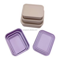 Boîte à lunch portable en silicone avec couvercle, récipient alimentaire en silicone résistant à la chaleur, boîte bento pour pique-nique, camping, cuisine