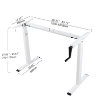 Cadre de bureau debout réglable en hauteur avec commande manuelle à manivelle nouvellement développé pour le bureau à domicile