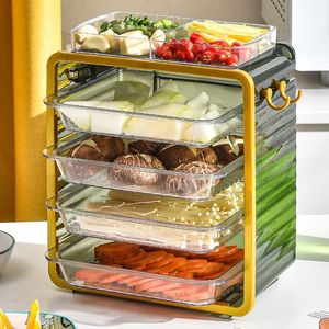Stackable Kitchen Storage Rack Multi Layer Food Organizer For <b>Vegetables</b> Meat Fruits Hot Pot Prep With Transparent Trays - Product Image 2