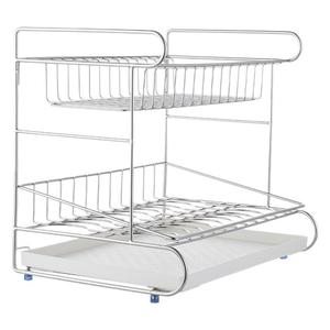 Double Layer Stainless Steel Dish Rack With Tray 36cm Height Kitchen Draining Storage Rack Heavy Duty Drying Rack - Product Image 4
