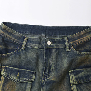 Printemps Nouvelle Mode Jupes Denim pour Femmes Plusieurs Poches Patchwork Lavé À Lacets <span class=keywords><strong>Cargo</strong></span> A-ligne Mini <span class=keywords><strong>Jupe</strong></span> - Product Image 5