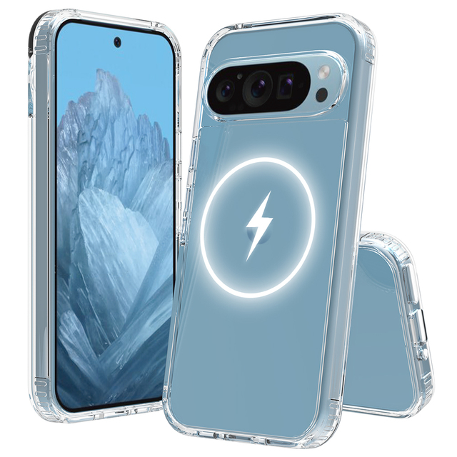 Google Pixel 9 Clear Transparent Strong Magnetic Wireless Charging Case for Google Pixel 9 Pro Mobile Phone Accessories Cover