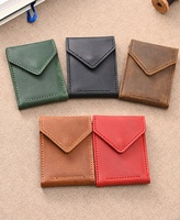 Kit Dompet DIY untuk Pria, Dompet Kulit Saku Depan untuk Wanita, Kulit Crazy Horse Retro, Tas ID Sederhana, Kit Dompet SIM DIY