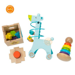 Jouets éducatifs en bois de haute qualité 3-en-1 <span class=keywords><strong>jeu</strong></span> de balle de cerf géométrie <span class=keywords><strong>LCL</strong></span> arc-en-ciel pile jouets garçons et filles - Product Image 3