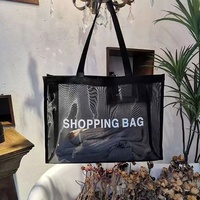 Sac fourre-tout de plage et de shopping en nylon et maille, grande capacité, réutilisable, design personnalisé, avec logo, pour femmes