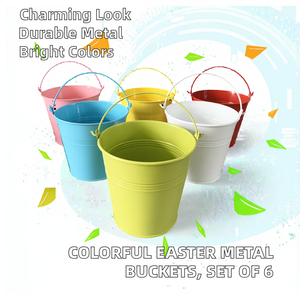 Cubo de hierro galvanizado colorido con asa, lindo, para regalo de Pascua, juego de 6 cubos pequeños, diseño de flor y piruleta, al por mayor - Product Image 2