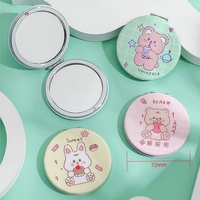 Wholesale 12PCS/Box Round Pocket Mirrors 2X Magnification Folding Compact Mirror Portable Double Sides PU Mini Mirror