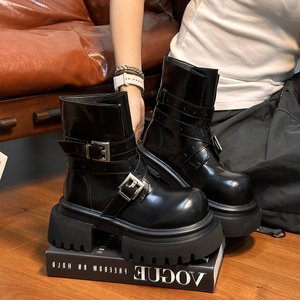 2026 nueva primavera y verano moda cuero al aire libre negro trabajo negocios recepción zapatos de mujer botas cortas - Product Image 3