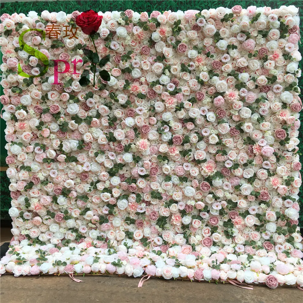 SPR باقة من الورد الصناعي الأبيض عالي الجودة من الخلف مع ملفوفة للزفاف ألواح جدارية من الورود الحريرية ستارة خلفية لحفلات الزفاف