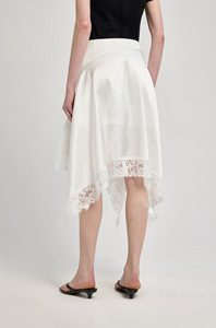 Jupe asymétrique irrégulière en satin perlé et dentelle pour femme, taille haute élastiquée, anti-plis, idéale pour l'été, tendance et élégante - Product Image 5
