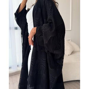 ガルフAbayasドレスあなた自身のAbayaプレーンブラックドバイイスラム教徒控えめな着用 - Product Image 1