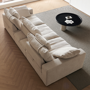 Sofa Cloud Cream Wind Big Seated Deep Straight Row Empat Kursi Sofa Modern Ruang Tamu Sofa Beludru Frosted Down - Product Image 2