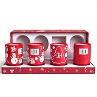 Bougie de Noël parfumée de luxe en céramique C & H, bonhomme de neige en relief, sapin de Noël, boîte cadeau fantaisie, cadeau de Noël, vente en gros, logo personnalisé