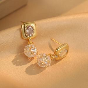 Advanced Fashionable New Geometric Spherical Zircon <b>Stud</b> <b>Earrings</b> Versatile Copper S925 Silver Needle Style Fresh and <b>Small</b> Gift - Product Image 6