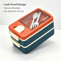 Boîte à bento multi-compartiments étanche de 2000 ml avec boucles de sécurité, conteneur pour repas pour étudiants, employés de bureau, préparation quotidienne des repas