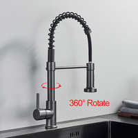 Robinet mélangeur chaud/froid flexible SANIPRO, robinet d'évier en acier inoxydable noir avec douchette extractible à ressort pour cuisine