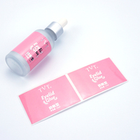 Autocollants personnalisés en rouleau avec logo rose, estampage à chaud argenté de luxe, pour flacons de 3 ml et 10 ml