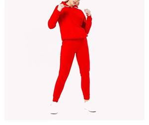 Ensemble de survêtement deux pièces en tricot uni pour femmes, personnalisable, longueur totale, de haute qualité, 100% coton, vêtements décontractés, vente en gros - Product Image 1