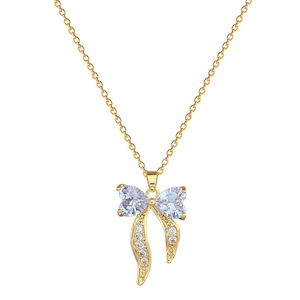 Popular último titanio acero oro cinta arco colgante collar Unisex joyería moda personalidad Internet celebridad - Product Image 5