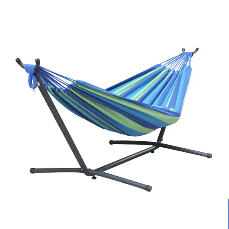 Hammock algodão duplo interior exterior dobrável portátil Stand Hammock com suporte