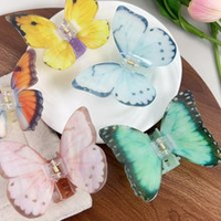 Elle partage le nouveau printemps papillon esthétique français épingle à cheveux tempérament ornements de cheveux tête arrière plat doux griffe de cheveux en plastique