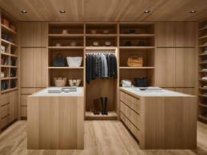 Armoire de <span class=keywords><strong>dressing</strong></span> intégrée moderne Balom Premium en bois massif, style minimaliste, avec poignée dissimulée et hauteur totale - Product Image 4