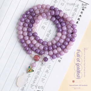 Nouveau <span class=keywords><strong>bracelet</strong></span> à la mode violet Bodhi 108 perles pour femmes avec pendentif calcédoine de glace en gros - Product Image 2